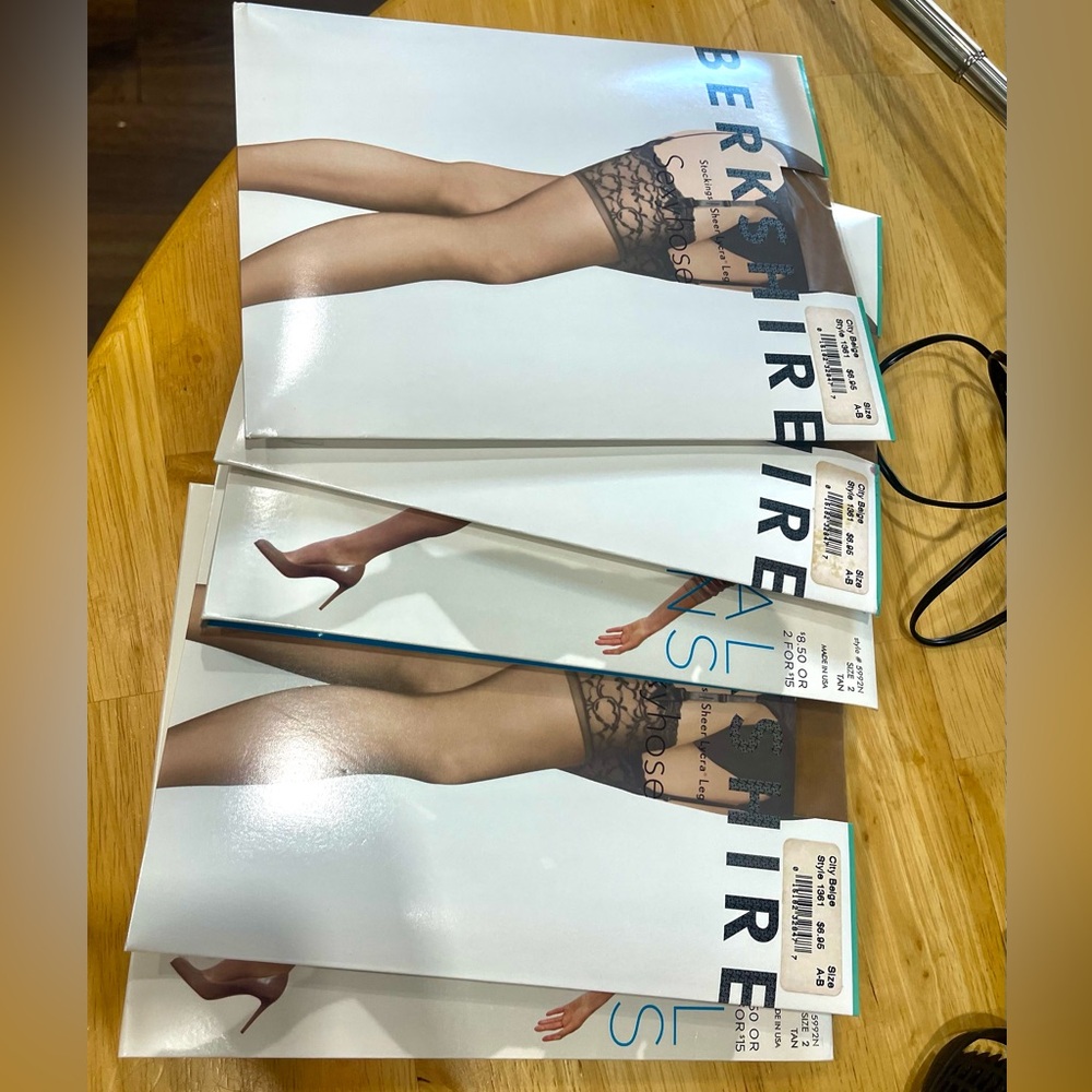Berkshire Sexyhose Silky Sheer Lace Top Tan Stockings 1361 USA, Lot 5